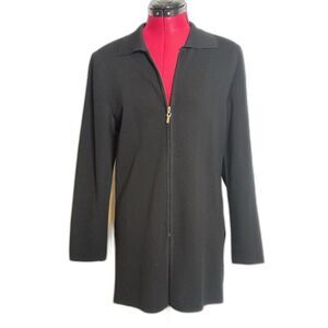 Exclusively Misook Jacket Woman's Size XS Black Full Front Zipper Long Sleeves